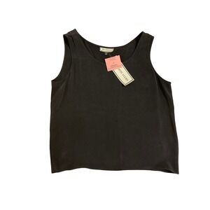 Travis Ayers Black Silk Tank Top Size 12 Sleeveless Scoop Neck Timeless Luxury